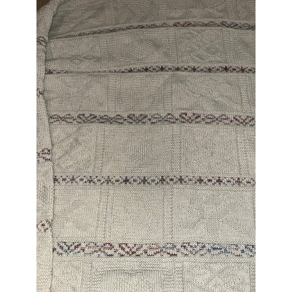 Vintage 90s Basic Editions Oversize Mockneck Tunic Sweater Lady-M Hearts Beige - Picture 2 of 5